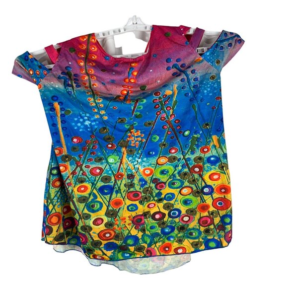 Colorful Abstract Womens Dress With Hood & Zipper By ChicMe Size 2XL - Picture 2 of 5